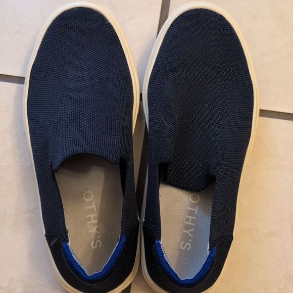 Lot Of 2 Rothys Original Slip On Sneaker Black And Navy Blue Size 6.5 - Picture 2 of 16
